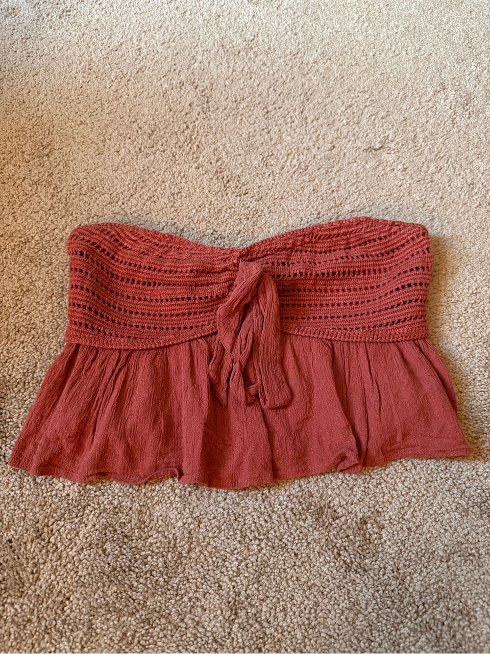 Strapless Crochet-Trim Top